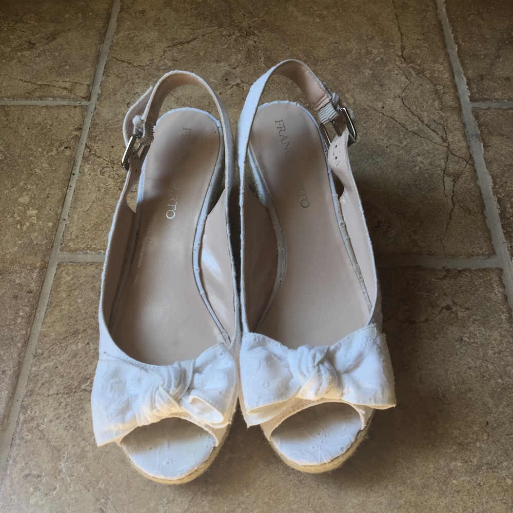 White Franco Sarto Wedges